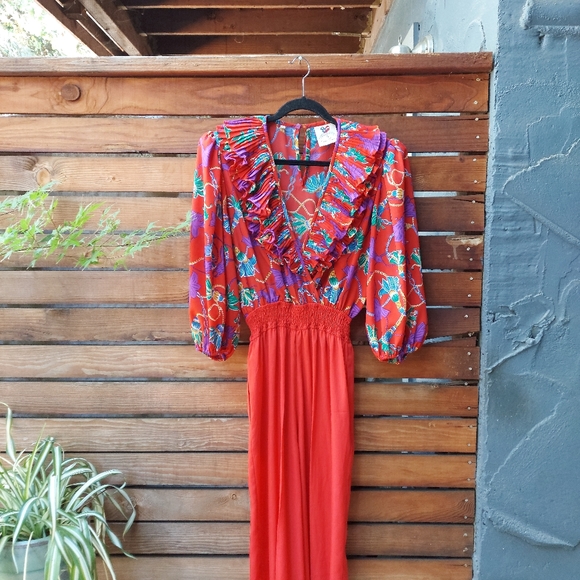 Red Hot Super Flattering Susan Tudor Vintage Jumpsuit Compliment City - Picture 1 of 16